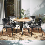 Flash Furniture Lila Modern Rattan Indoor/Outdoor Stackable Dining Chairs, Stacking Rattan Bistro Chairs for Patio or Restaurant, Set of 4, Gray - Image 2
