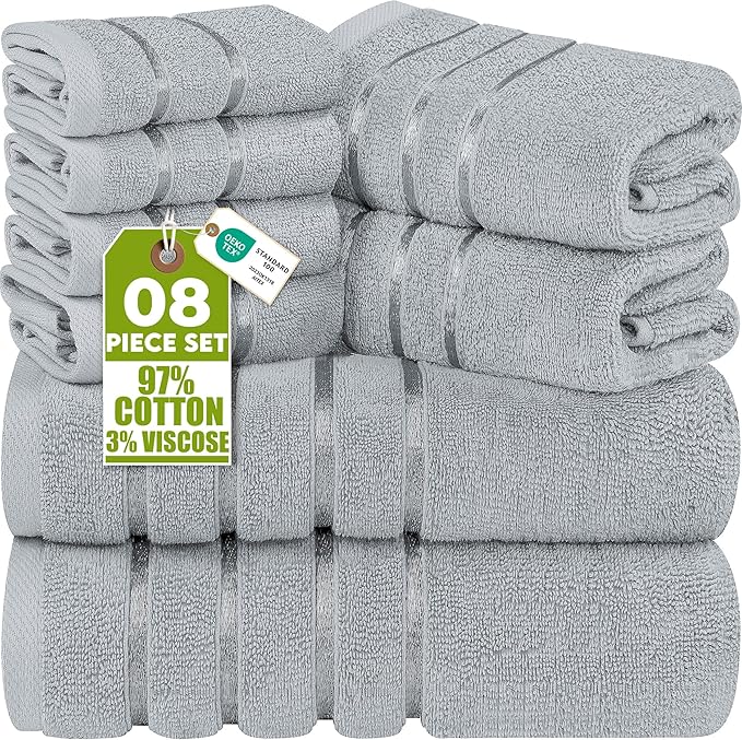 Utopia Towels 8 Piece Luxury Towel Set, 2 Bath, 2 Hand, and 4 Wash Cloths by UTOPIATOWELS