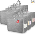 6Pack 105L Extra Large Storage Bags, Folding Moving Comforter Blanket Storage by Besslly