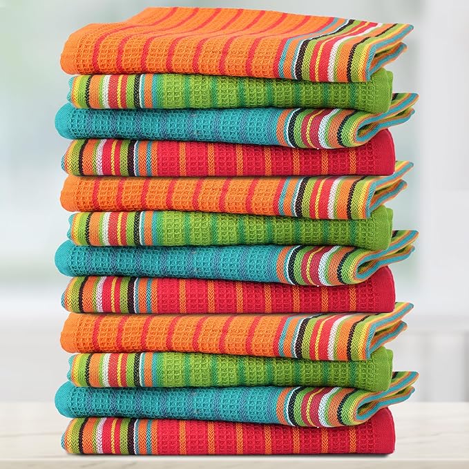 THREAD SPREAD Kitchen Dish Towels, 100% Cotton Salsa Towels, Highly Absorbent by THREADSPREAD