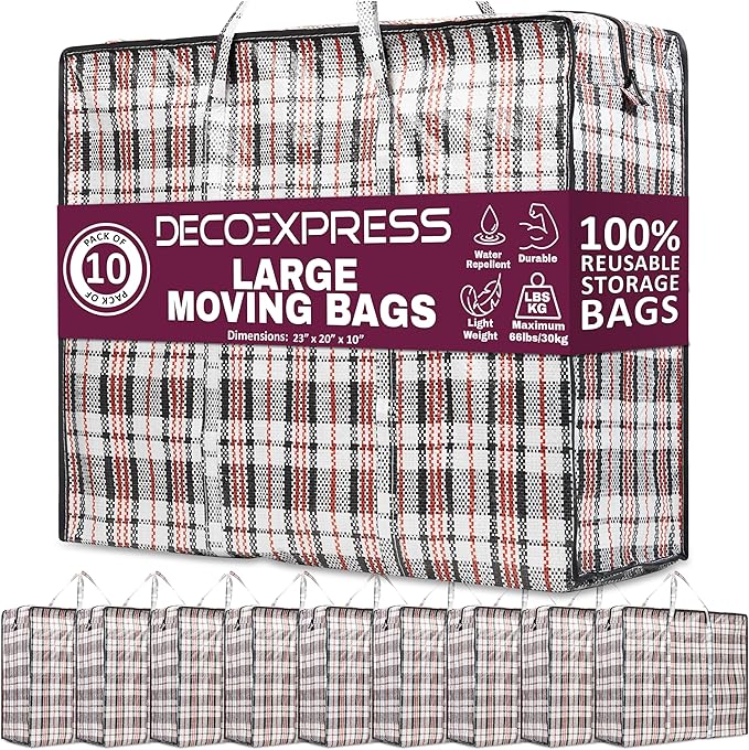Deco Express Moving Bags with Zipper, Clothes Storage, Moving Supplies by DECO+EXPRESS