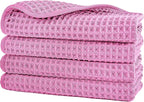 POLYTE 430 GSM Microfiber Lint Free Washcloth Face Towel, 13 x 13 in, 4 Pack by Polyte
