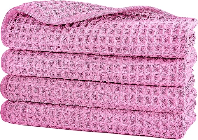 POLYTE 430 GSM Microfiber Lint Free Washcloth Face Towel, 13 x 13 in, 4 Pack by Polyte
