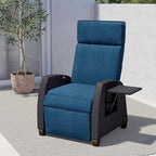 Grand patio Outdoor Recliner Chair Patio 150° Lay Flat Recliner with Flip Table Wicker Reclining Lounge Chair Peacock Blue - Image 5