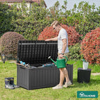YITAHOME 120 Gallon Outdoor Storage Deck Box, Large Resin Patio Storage for Outdoor Pillows, Garden Tools and Pool Supplies, Waterproof, Lockable, (Dark Grey) - Image 2