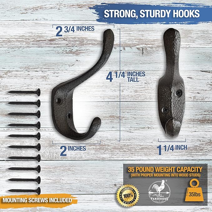 Rustic Cast Iron Coat Hooks - Image 2