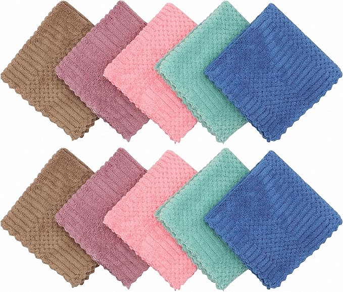 Microfiber Cleaning Cloth Lint Free Cleaning Rags, 10 Pack Fast Drying Dish Rags - Image 2