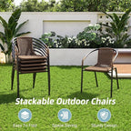 Amopatio Outdoor Dining Chairs Set of 6, Rattan Wicker Patio Chairs, Stackable Indoor-Outdoor Chairs, Bistro, Deck, Yard, Porch, 6 Pack, Brown - Image 3
