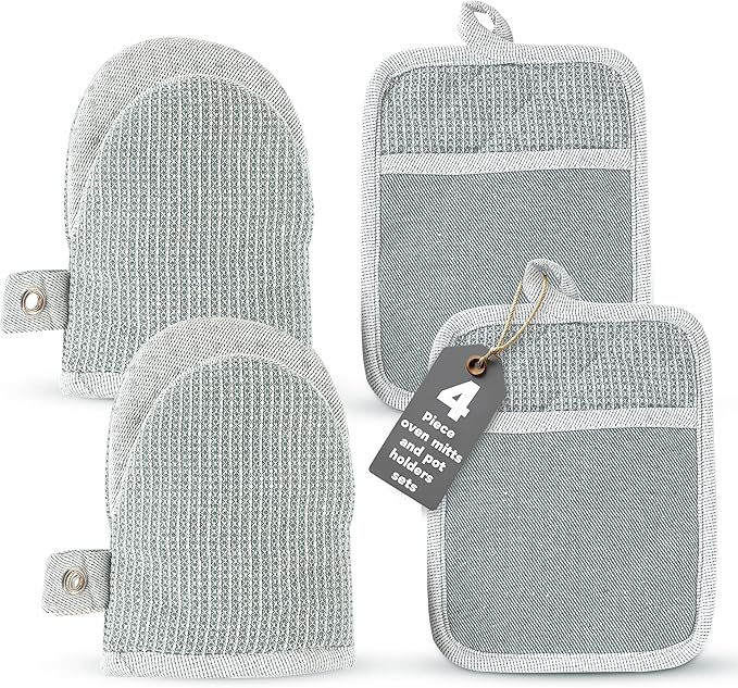 Casa Platino Heat Resistant Oven Mitts & Potholders, 4-Piece – Oven Mitts and by CasaPlatino
