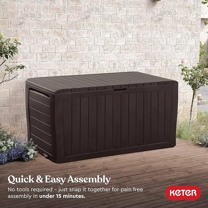 Keter Marvel Plus 71 Gallon Resin Outdoor Storage Box for Patio, Balcony & Garden – Weather‑Resistant Deck Box for Cushions, Pillows, Pool Floats & Tools, Brown - Image 6