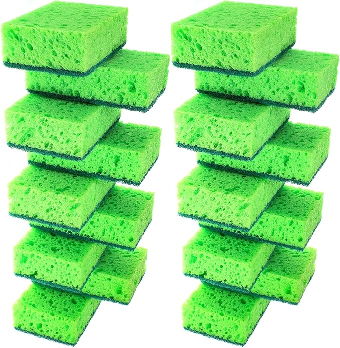 Green Multi Use Scrub Sponge. Made in Europe. 18 Pk, 4.3x2.8x1.4 inches. by Okleen
