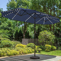 PHI VILLA 13ft Patio Umbrella with Solar-Powered 120 PCS LED Color-Changing Lights, Triple-Head Large Rectangle Umbrella Outdoor Patio for Table with Crank Lift,Navy Blue(No Base) by PHIVILLAThepioneerofcomfortablehouseholdsupplies