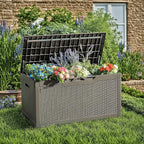 Devoko 97 Gallon Deck Box, Waterproof Resin Outdoor Storage Box for Outside and Patio, Large Outdoor Storage Bench Cabinet Lockable for Patio Furniture, Garden Tools and Pool Supplies (Brown) - Image 3