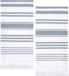 Sticky Toffee Hand Towels for Bathroom Set of 2 – 28x16 in White and Navy Blue by StickyToffee