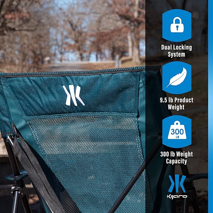 Kijaro Dual Lock Portable Camping Chairs - Enjoy the Outdoors with a Versatile Folding Chair, Sports, Outdoor & Lawn - Dual Lock Feature – Cayman Blue Iguana - Image 6