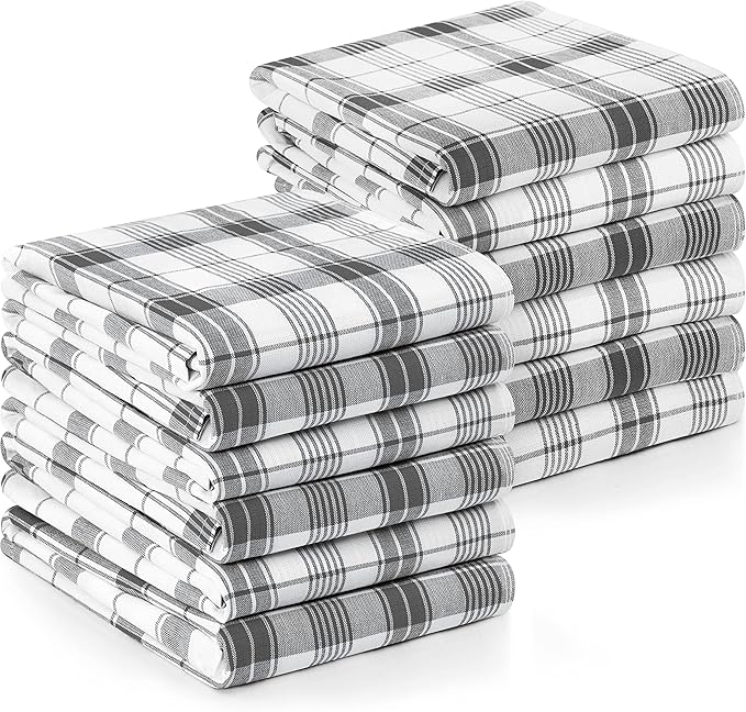 Utopia Towels Grey & White Dish Towels 100% Ring Spun Cotton Highly Absorbent & by UTOPIATOWELS