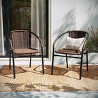 Flash Furniture Lila Modern Rattan Indoor/Outdoor Stackable Dining Chairs, Stacking Rattan Bistro Chairs for Patio or Restaurant, Set of 4, Brown - Image 7