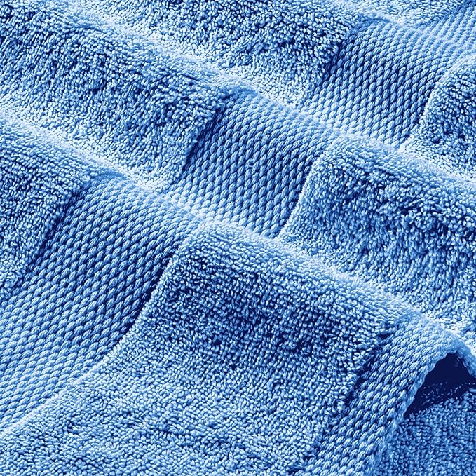 White Classic Wealuxe Light Blue Bath Towels 24x50 Inch, Cotton Towel Set - Image 8