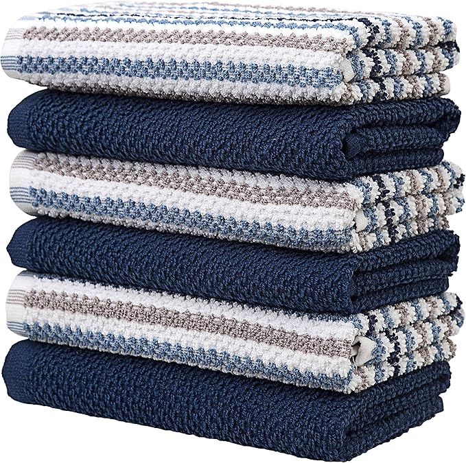 Premium Kitchen Towels | Large Cotton Kitchen Hand Towels | Popcorn Striped - Image 4