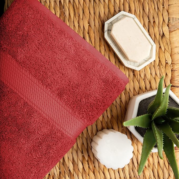 Superior Egyptian Cotton Solid Towel Set, Washcloths 13” x 13”, Hand Towels 20” - Image 6