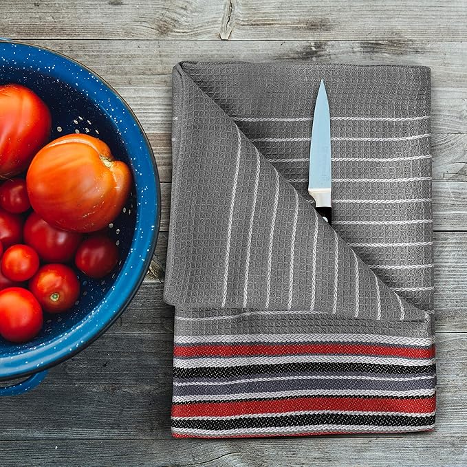 Urban Villa Kitchen Towels Waffle Stripes Dish Towels - Image 5
