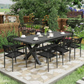 8 Pcs Stackable Patio Dining Chairs, Aluminum Rattan Outdoor Dining Chair with Arms, Woven Rope Garden Armchair Metal No Assembly for Bistro Balcony Porch Deck Yard Cafe Restaurant, Black by Erotr