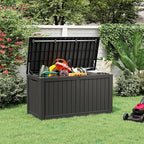 Outdoor Storage Box, Resin Deck Boxes Indoor and outdoor, Waterproof Storage Box Lockable Lid (Black, 160 Gallon) - Image 7