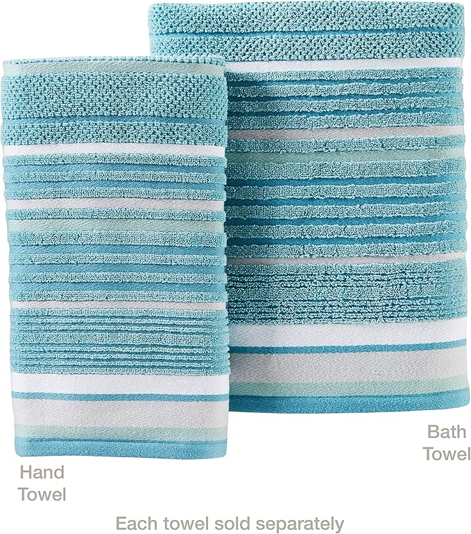 SKL Home Seabrook Stripe 100% Cotton Premium Bath Towel, 550 GSM, Soft & - Image 2