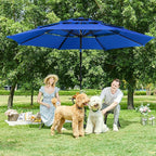 Yaheetech 3 Tier Patio Umbrella 10ft Vented Outdoor Large Market Table Umbrella with 8 Sturdy Ribs and 1.5" Umbrellla Pole, Double-layer Cloth & Push-button Tilting & Crank for Pool/Garden/Lawn Blue - Image 2