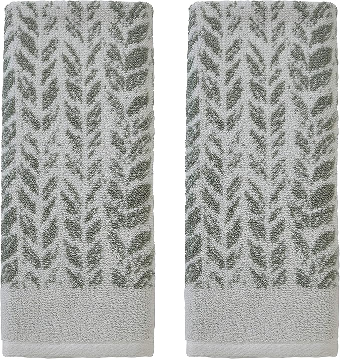 SKL Home Distressed Leaves 100% Turkish Cotton Premium 2-Piece Hand Towel Set by SKLHomebySaturdayKnightLtd