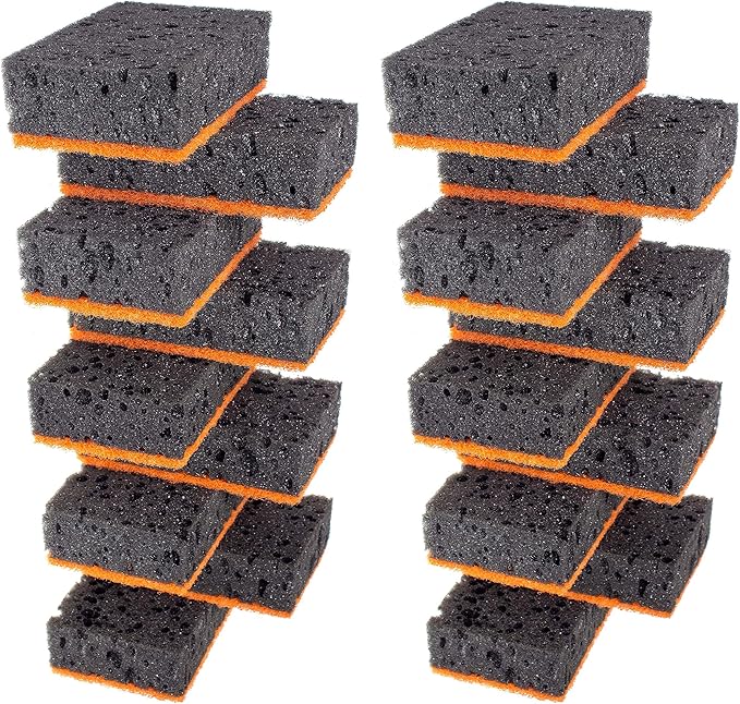 Black & Orange Multi Use Scrub Sponges. Made in Europe. 18 Pack, 4.3x2.8x1.4 by Okleen