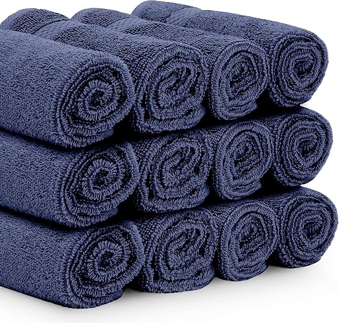 White Classic Luxury Cotton Washcloths 13x13 Inch - Image 3