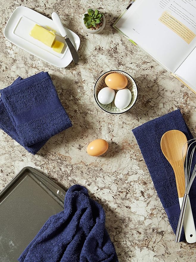 DII Basic Terry Collection Waffle Dishtowel Set, Solid Blue, 4 Piece - Image 6