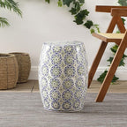 JONATHAN Y TBL1025A Lula 17.25" Suzani Ceramic Indoor/Outdoor Garden Stool, Blue/Green, Classic, Coastal, Bohemian, Traditional, Mediterranean, Cottage for Living Room, Garden, Outdoor, Home - Image 4