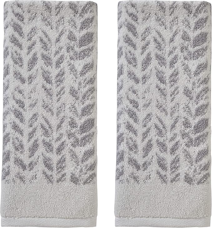 SKL Home Distressed Leaves 100% Turkish Cotton Premium 2-Piece Hand Towel Set by SKLHomebySaturdayKnightLtd