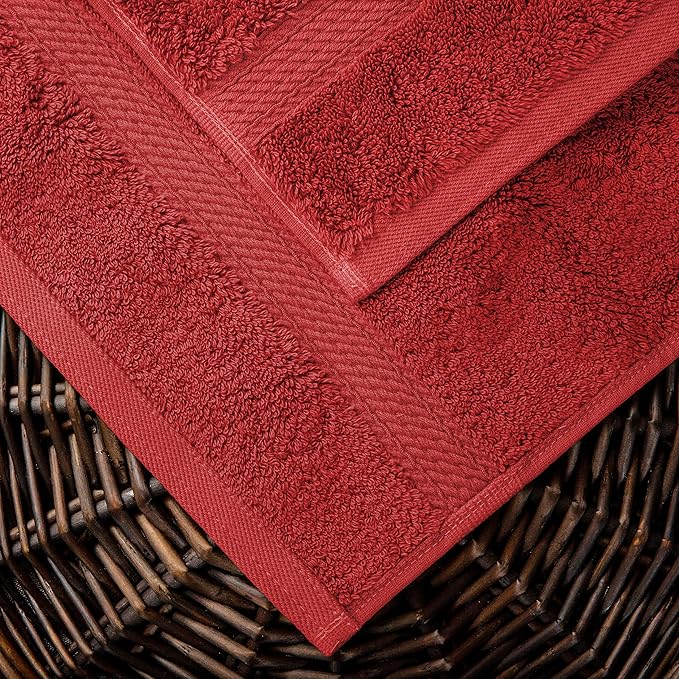 Superior Egyptian Cotton Solid Towel Set, Washcloths 13” x 13”, Hand Towels 20” - Image 4