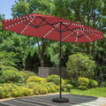 PHI VILLA 13ft Patio Umbrella with Solar-Powered 120 PCS LED Color-Changing Lights, Triple-Head Large Rectangle Umbrella Outdoor Patio for Table with Crank Lift,Dark Red(No Base) by PHIVILLAThepioneerofcomfortablehouseholdsupplies