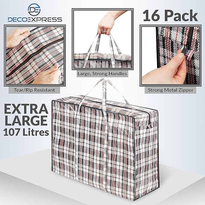 Moving Bags with Zipper & Handles, Heavy Duty Storage Totes, 88 lbs Clothes - Image 4