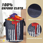 American Flag Red Line Ax Laundry Basket Firemen Foldable Oxford Cloth Funny - Image 6