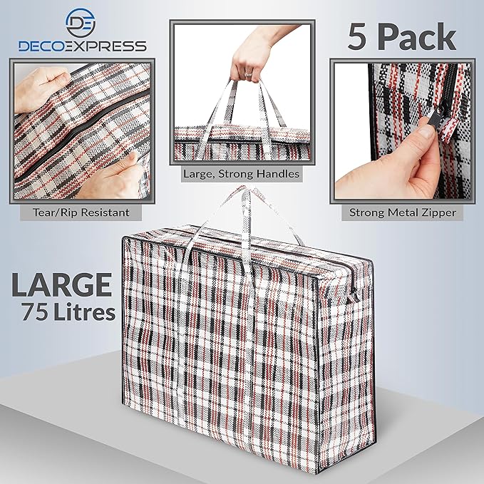 Deco Express Moving Bags with Zipper, Clothes Storage, Moving Supplies - Image 5