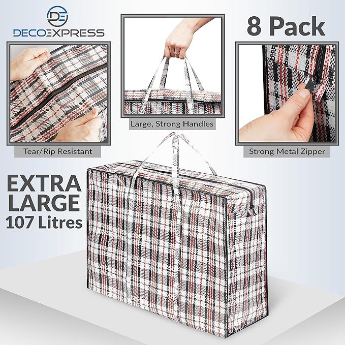 Moving Bags with Zipper & Handles, Heavy Duty Storage Totes, 88 lbs Clothes - Image 4