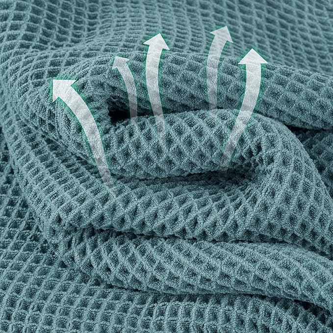 Microfiber Waffle Hand Towels, 4 Pieces, Fast Drying, Lint Free 430 GSM - Image 2