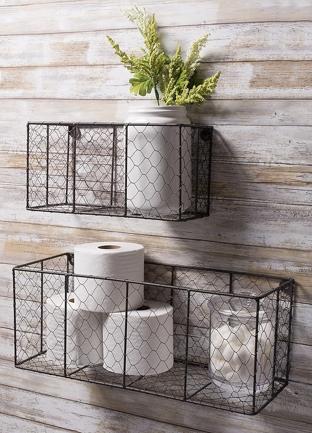 DII Chicken Wire Collection Farmhouse Vintage Wall Baskets, Small Basket - Image 5