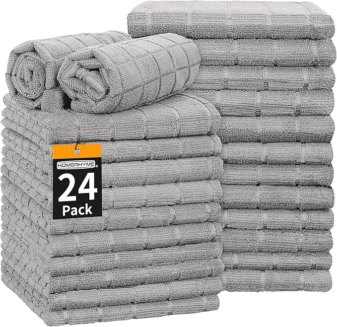 HOMERHYME Hand Towels for Bathroom, 24 Pack 25''*15'' Microfiber Grey Bath Hand by HOMERHYME