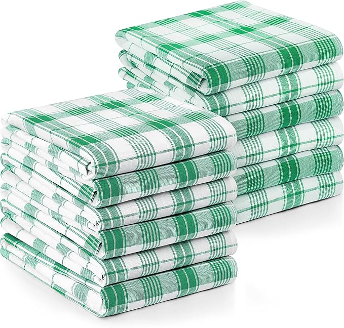 Utopia Towels Green & White Dish Towels 100% Ring Spun Cotton Highly Absorbent by UTOPIATOWELS
