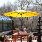 Sunnydaze Outdoor Patio Umbrella - Polyester Table Market Umbrella with Push-Button Tilt and Crank - 8 Sturdy Ribs - Gold - 9ft - Image 6