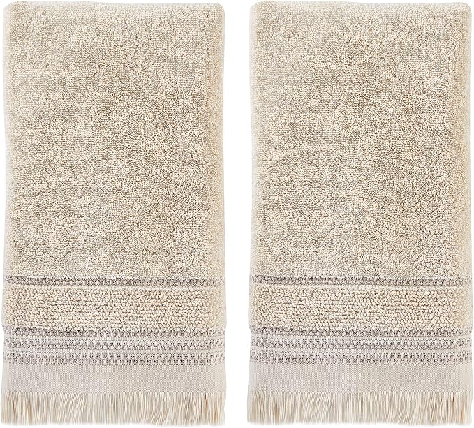 SKL Home Jude Fringe 100% Turkish Cotton Towel, Hand Towe Set, Taupe 2 Count by SKLHomebySaturdayKnightLtd
