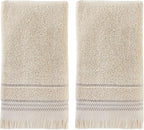 SKL Home Jude Fringe 100% Turkish Cotton Towel, Hand Towe Set, Taupe 2 Count by SKLHomebySaturdayKnightLtd