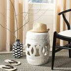 SAFAVIEH Home Collection Double Coin Antique White Ceramic Indoor/ Outdoor Decorative Garden Stool (Fully Assembled) - Image 2