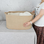 Large Rectangle Blankets Basket Living Room 22"x17"x12" Woven Jute Rope Storage - Image 3